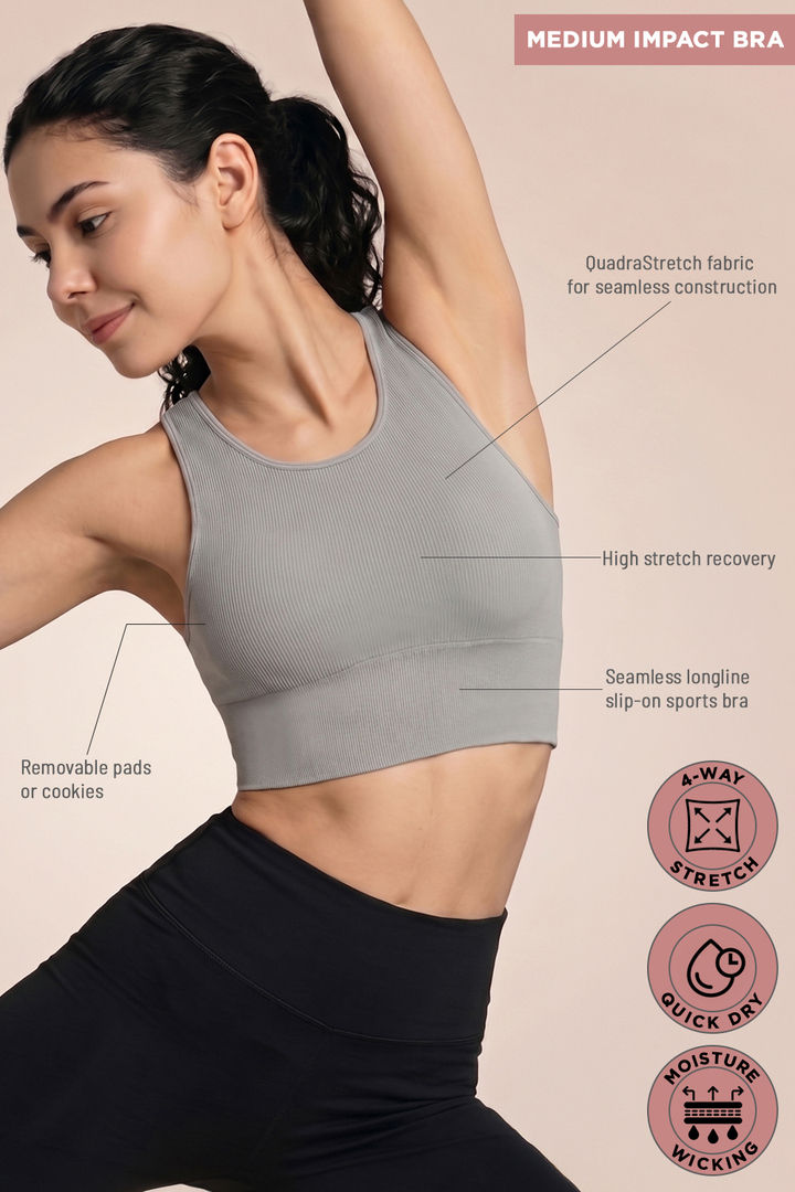Zelocity Medium Impact Moisture Wicking Sports Bra - Ultimate Grey — image 6